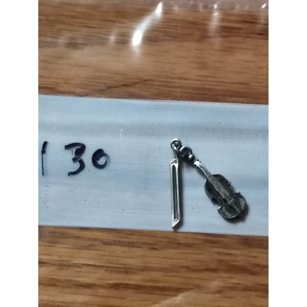 Vintage 925 Violin and Bow Charm Musical Instrument Pendant Unisex
